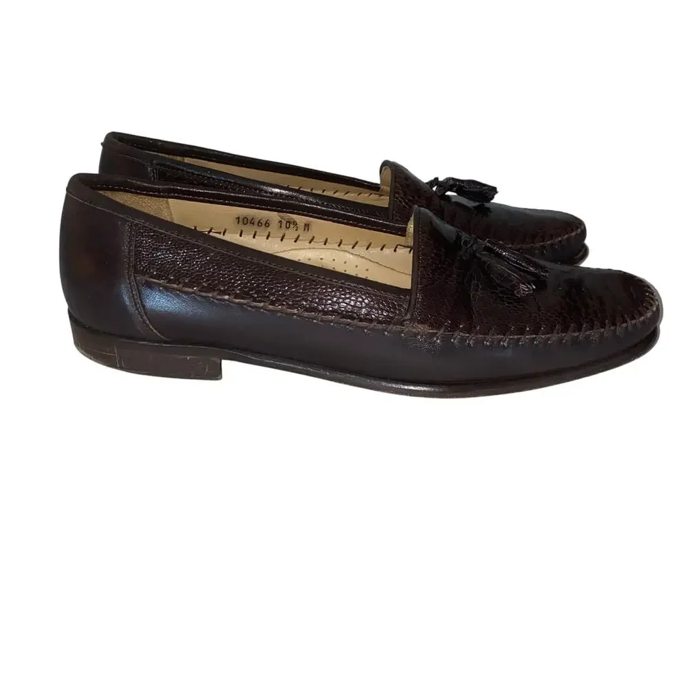 Belvedere Florence Genuine Ostrich Tassel Loafers Brown Leather 10.5M Italy